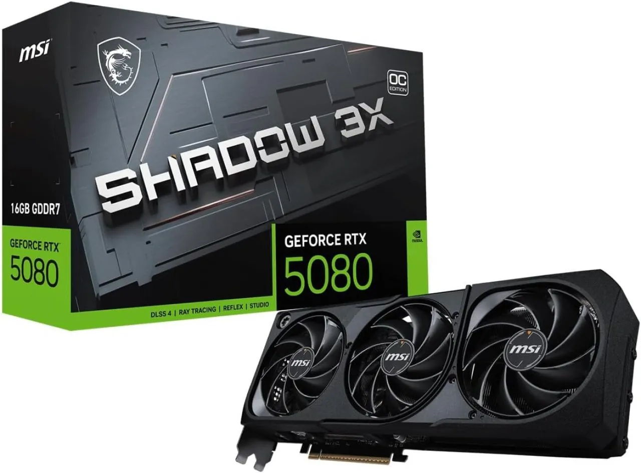 MSI GeForce RTX 5080 16G Shadow 3X OC – 16GB GDDR7 Graphics Card