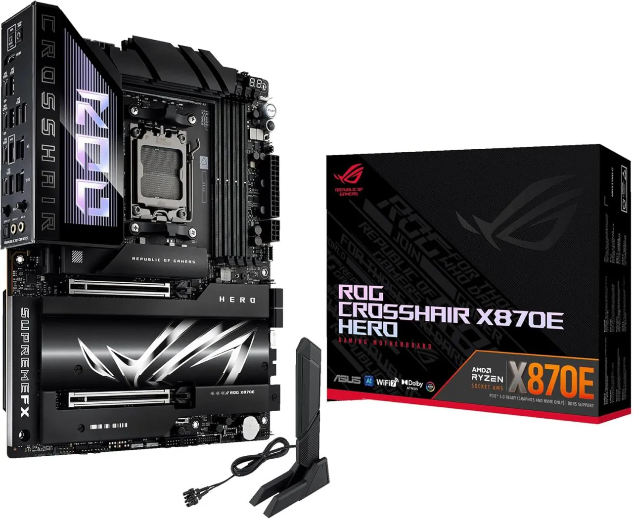 ASUS ROG Crosshair X870E Hero – ATX Gaming Motherboard with DDR5, PCIe 5.0 & Wi-Fi 7